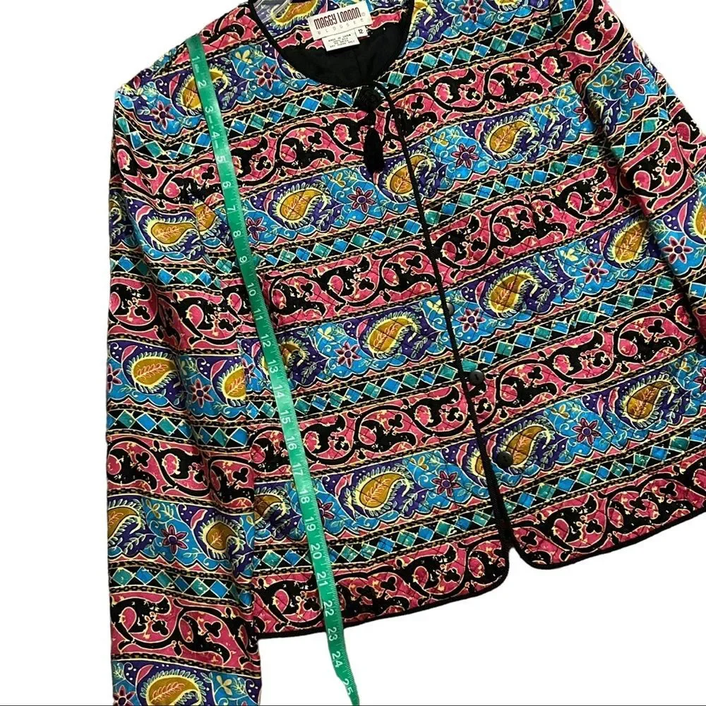MAGGY LONDON Vintage Mixed Prints Long Sleeve Silk Jacket 12